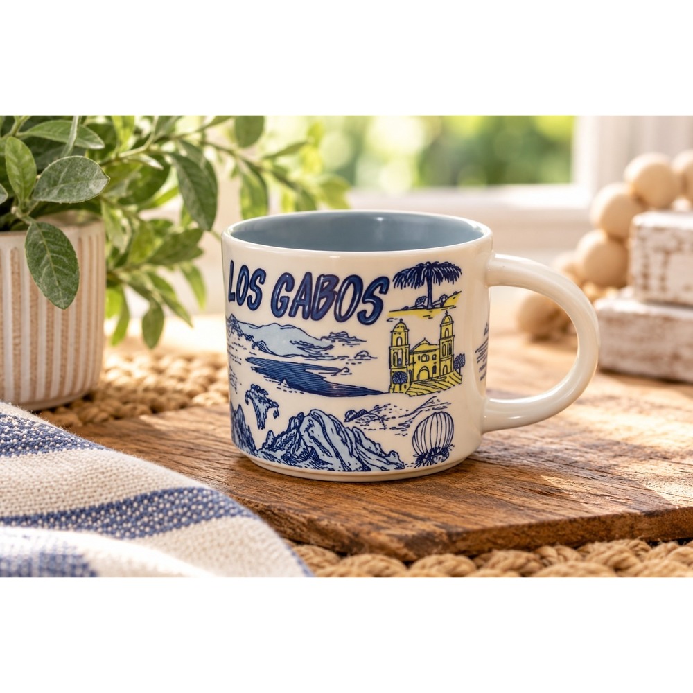 Starbucks Los Cabos Been There Series Mug Mexico Coastal Travel Blue Yellow 14oz
